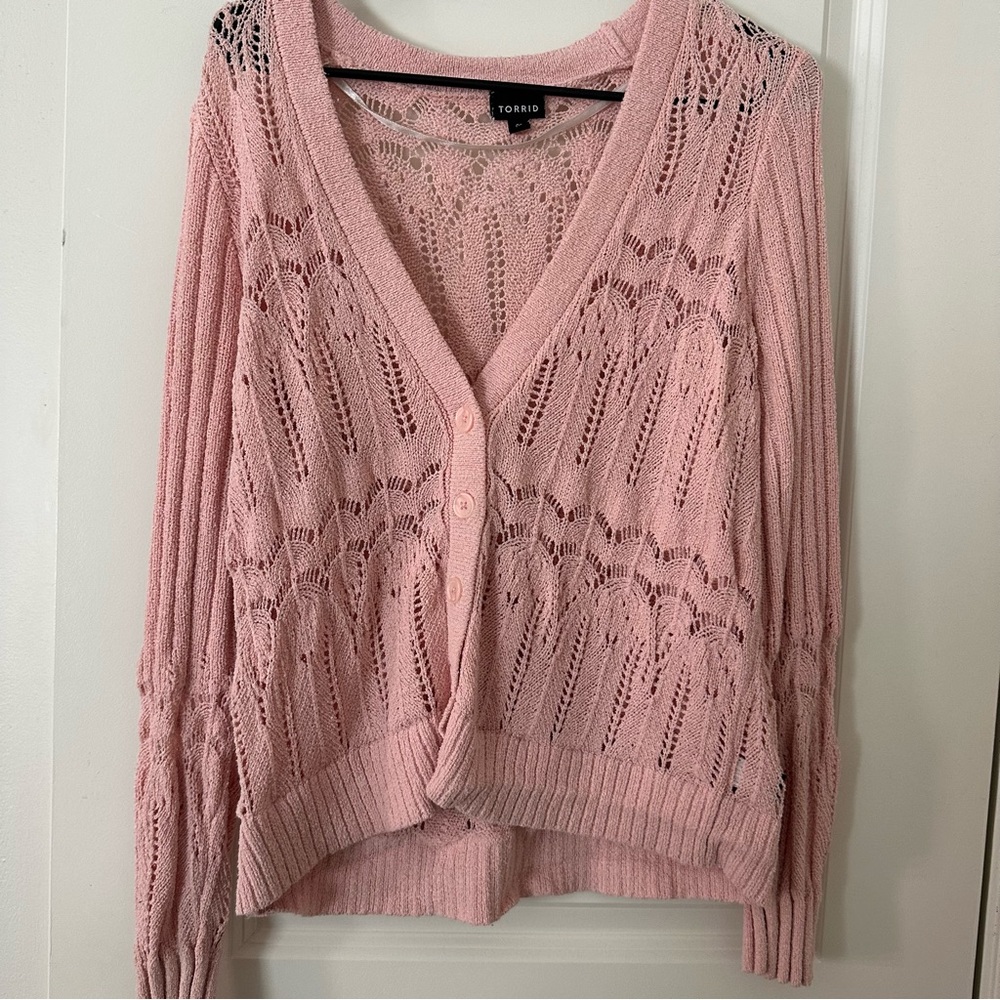 Torrid Soft Pink Lace Knit Top